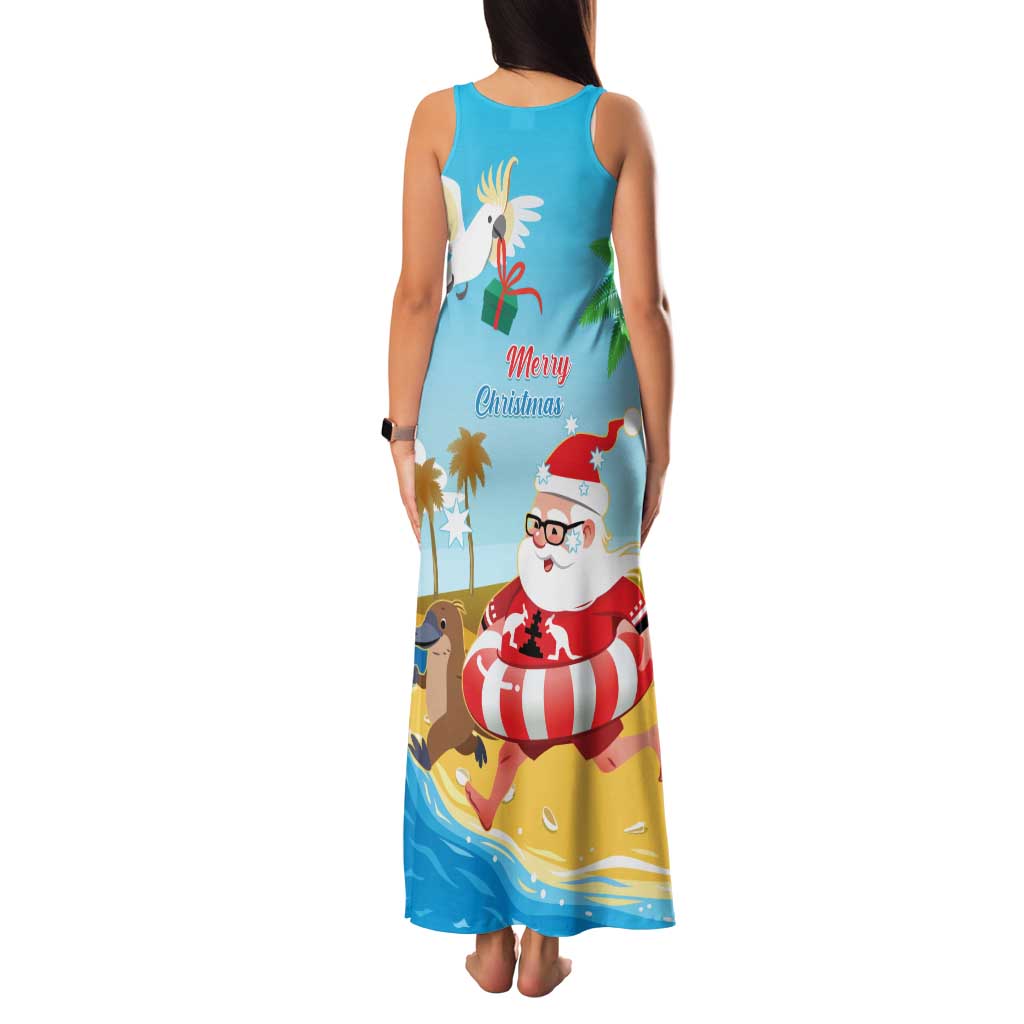 Australia Christmas In July Family Matching Tank Maxi Dress and Hawaiian Shirt Happy Santa Claus With Aussie Animals