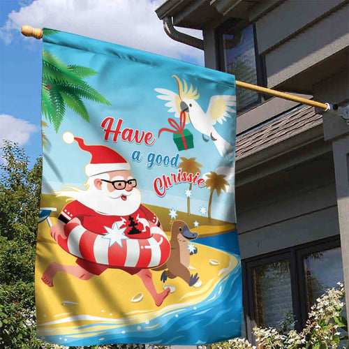 Australia Christmas In July Garden Flag Happy Santa Claus With Aussie Animals