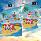 Australia Christmas In July Garden Flag Happy Santa Claus With Aussie Animals
