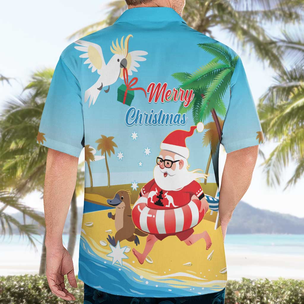 Australia Christmas In July Hawaiian Shirt Happy Santa Claus With Aussie Animals