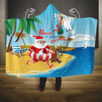 Australia Christmas In July Hooded Blanket Happy Santa Claus With Aussie Animals