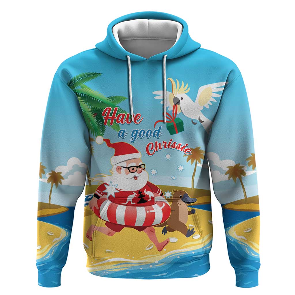 Australia Christmas In July Hoodie Happy Santa Claus With Aussie Animals