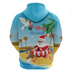 Australia Christmas In July Hoodie Happy Santa Claus With Aussie Animals