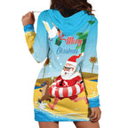 Australia Christmas In July Hoodie Dress Happy Santa Claus With Aussie Animals