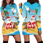 Australia Christmas In July Hoodie Dress Happy Santa Claus With Aussie Animals
