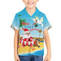 Australia Christmas In July Kid Hawaiian Shirt Happy Santa Claus With Aussie Animals