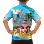 Australia Christmas In July Kid Hawaiian Shirt Happy Santa Claus With Aussie Animals