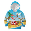 Australia Christmas In July Kid Hoodie Happy Santa Claus With Aussie Animals