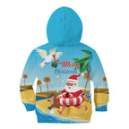 Australia Christmas In July Kid Hoodie Happy Santa Claus With Aussie Animals