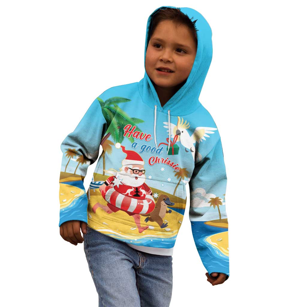 Australia Christmas In July Kid Hoodie Happy Santa Claus With Aussie Animals