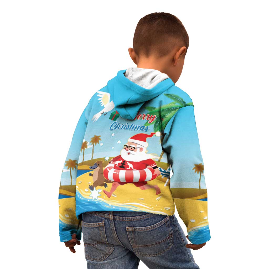 Australia Christmas In July Kid Hoodie Happy Santa Claus With Aussie Animals