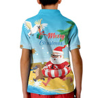 Australia Christmas In July Kid Polo Shirt Happy Santa Claus With Aussie Animals