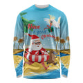 Australia Christmas In July Long Sleeve Shirt Happy Santa Claus With Aussie Animals