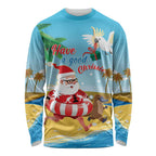 Australia Christmas In July Long Sleeve Shirt Happy Santa Claus With Aussie Animals