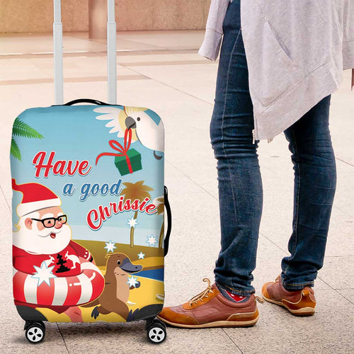 Australia Christmas In July Luggage Cover Happy Santa Claus With Aussie Animals