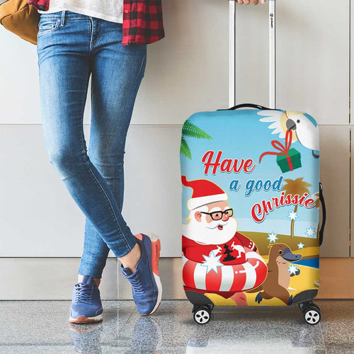 Australia Christmas In July Luggage Cover Happy Santa Claus With Aussie Animals