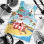 Australia Christmas In July Men Tank Top Happy Santa Claus With Aussie Animals