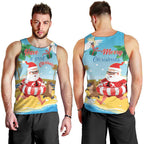 Australia Christmas In July Men Tank Top Happy Santa Claus With Aussie Animals