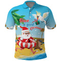 Australia Christmas In July Polo Shirt Happy Santa Claus With Aussie Animals