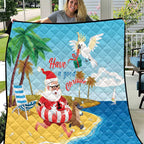 Australia Christmas In July Quilt Happy Santa Claus With Aussie Animals