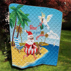 Australia Christmas In July Quilt Happy Santa Claus With Aussie Animals