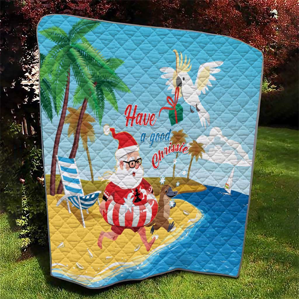 Australia Christmas In July Quilt Happy Santa Claus With Aussie Animals