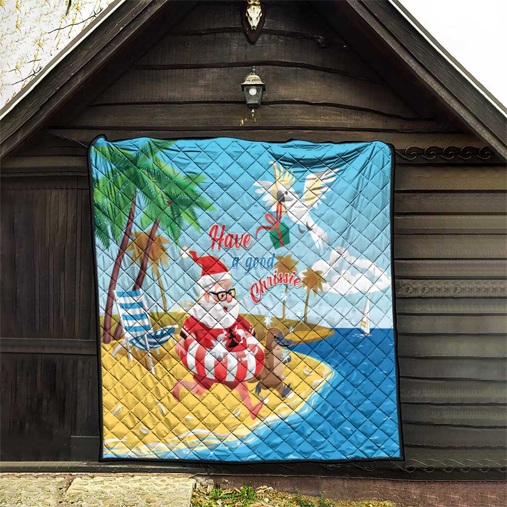 Australia Christmas In July Quilt Happy Santa Claus With Aussie Animals