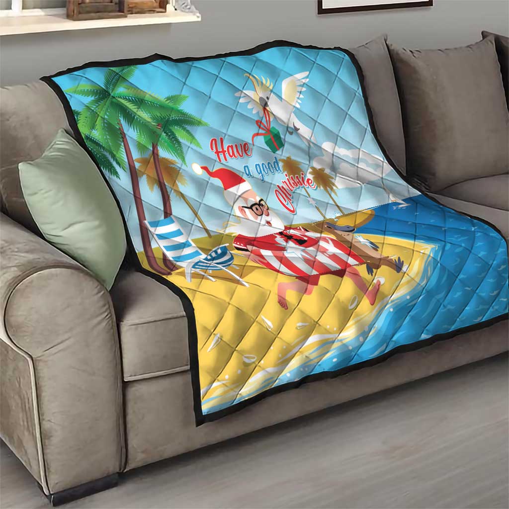 Australia Christmas In July Quilt Happy Santa Claus With Aussie Animals