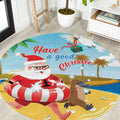 Australia Christmas In July Round Carpet Happy Santa Claus With Aussie Animals