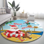 Australia Christmas In July Round Carpet Happy Santa Claus With Aussie Animals