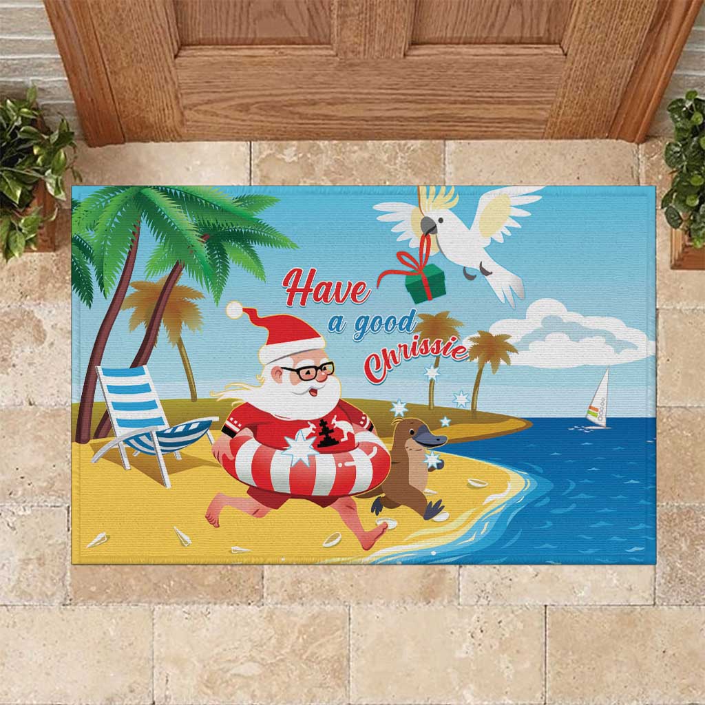 Australia Christmas In July Rubber Doormat Happy Santa Claus With Aussie Animals