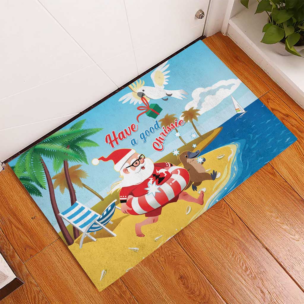 Australia Christmas In July Rubber Doormat Happy Santa Claus With Aussie Animals