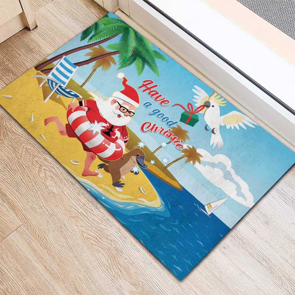 Australia Christmas In July Rubber Doormat Happy Santa Claus With Aussie Animals