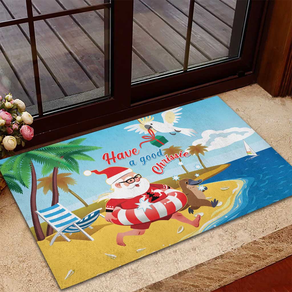 Australia Christmas In July Rubber Doormat Happy Santa Claus With Aussie Animals