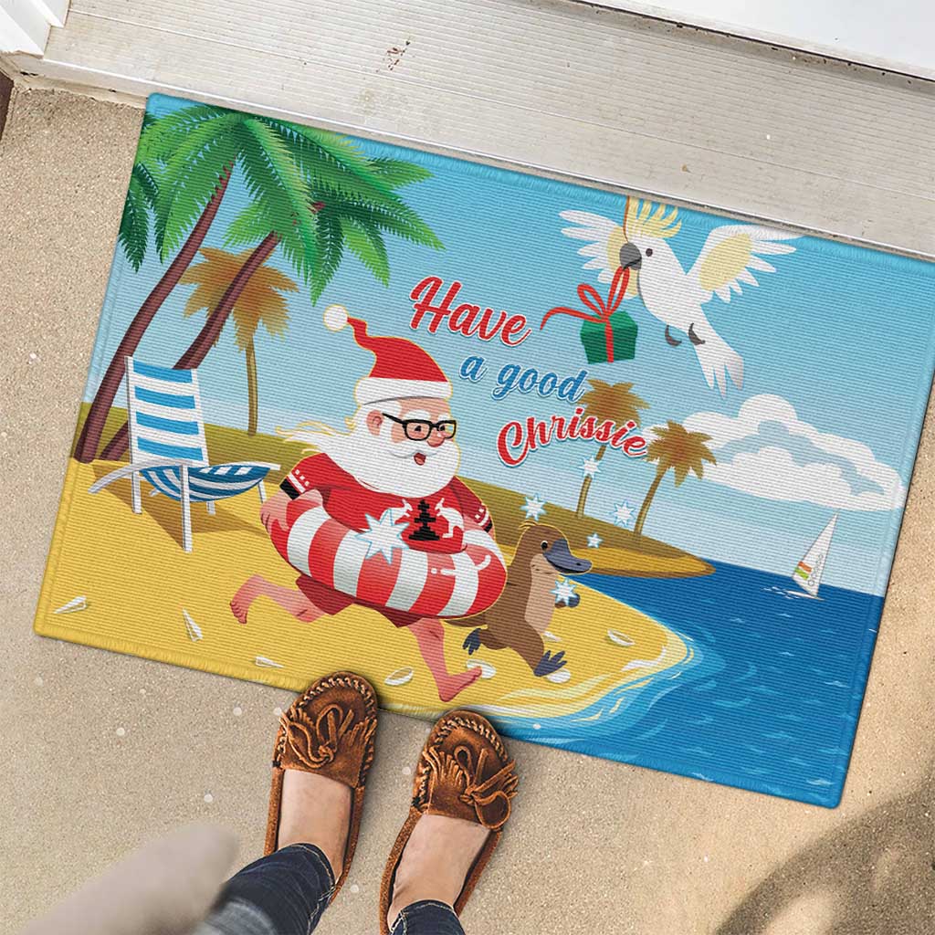 Australia Christmas In July Rubber Doormat Happy Santa Claus With Aussie Animals