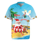 Australia Christmas In July Rugby Jersey Happy Santa Claus With Aussie Animals