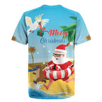 Australia Christmas In July Rugby Jersey Happy Santa Claus With Aussie Animals