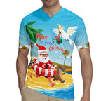 Australia Christmas In July Rugby Jersey Happy Santa Claus With Aussie Animals
