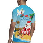 Australia Christmas In July Rugby Jersey Happy Santa Claus With Aussie Animals