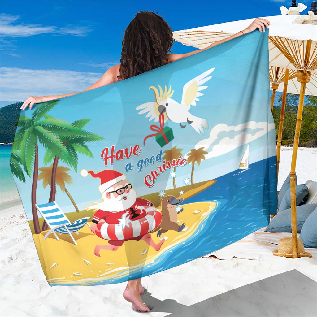 Australia Christmas In July Sarong Happy Santa Claus With Aussie Animals
