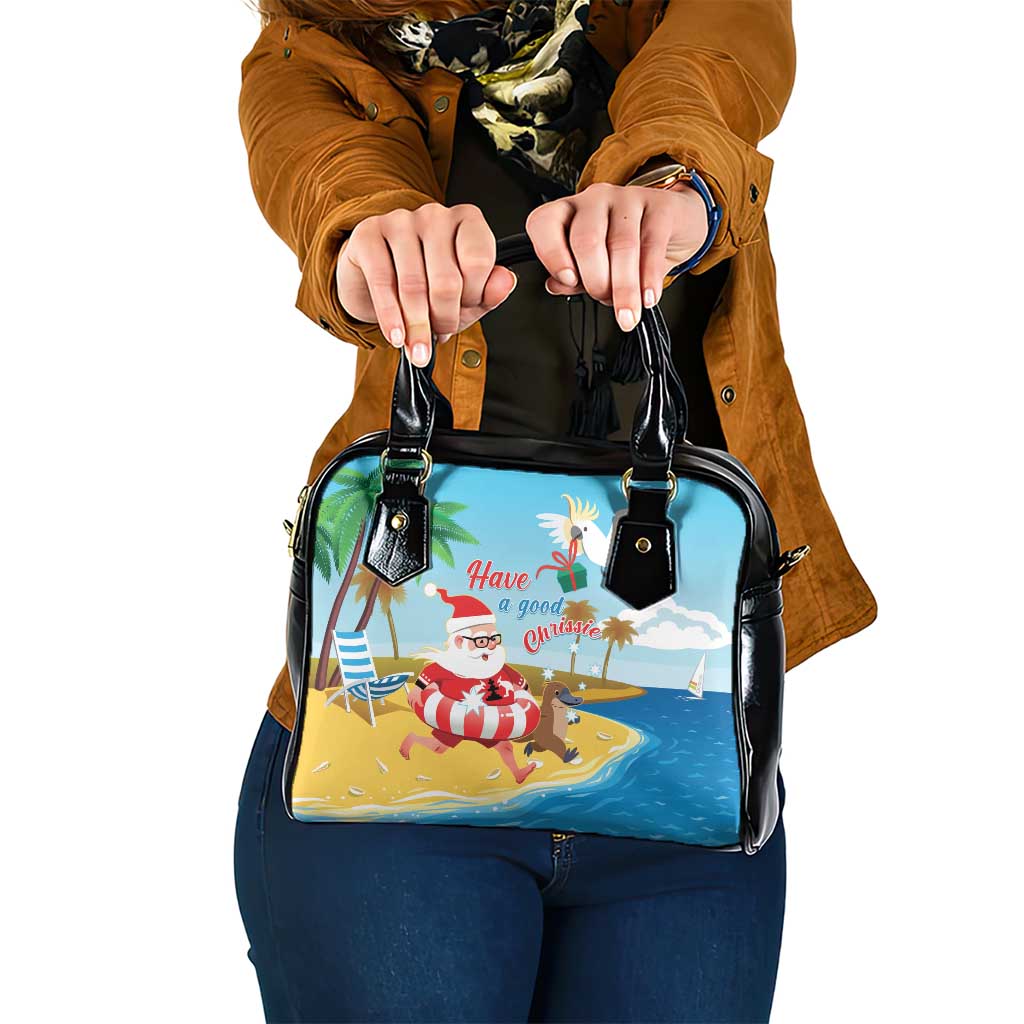 Australia Christmas In July Shoulder Handbag Happy Santa Claus With Aussie Animals