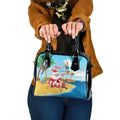 Australia Christmas In July Shoulder Handbag Happy Santa Claus With Aussie Animals