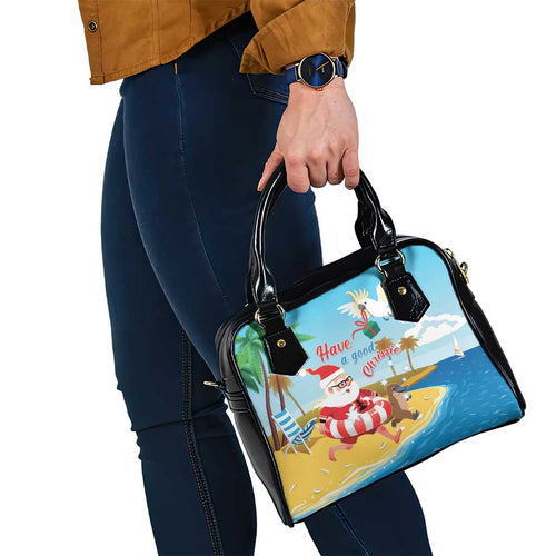Australia Christmas In July Shoulder Handbag Happy Santa Claus With Aussie Animals