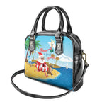 Australia Christmas In July Shoulder Handbag Happy Santa Claus With Aussie Animals
