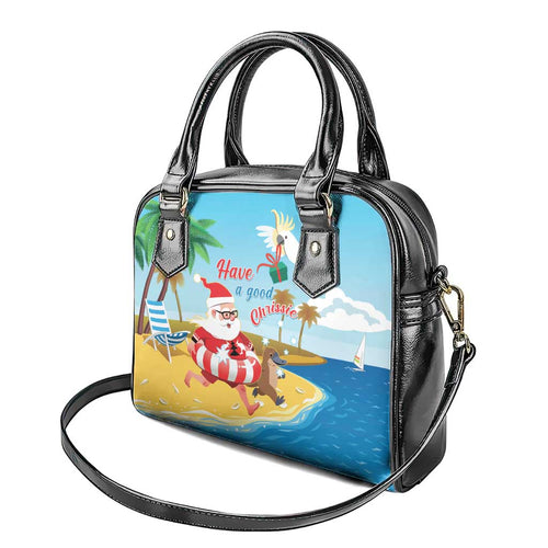 Australia Christmas In July Shoulder Handbag Happy Santa Claus With Aussie Animals
