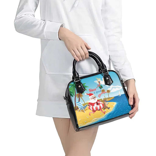 Australia Christmas In July Shoulder Handbag Happy Santa Claus With Aussie Animals