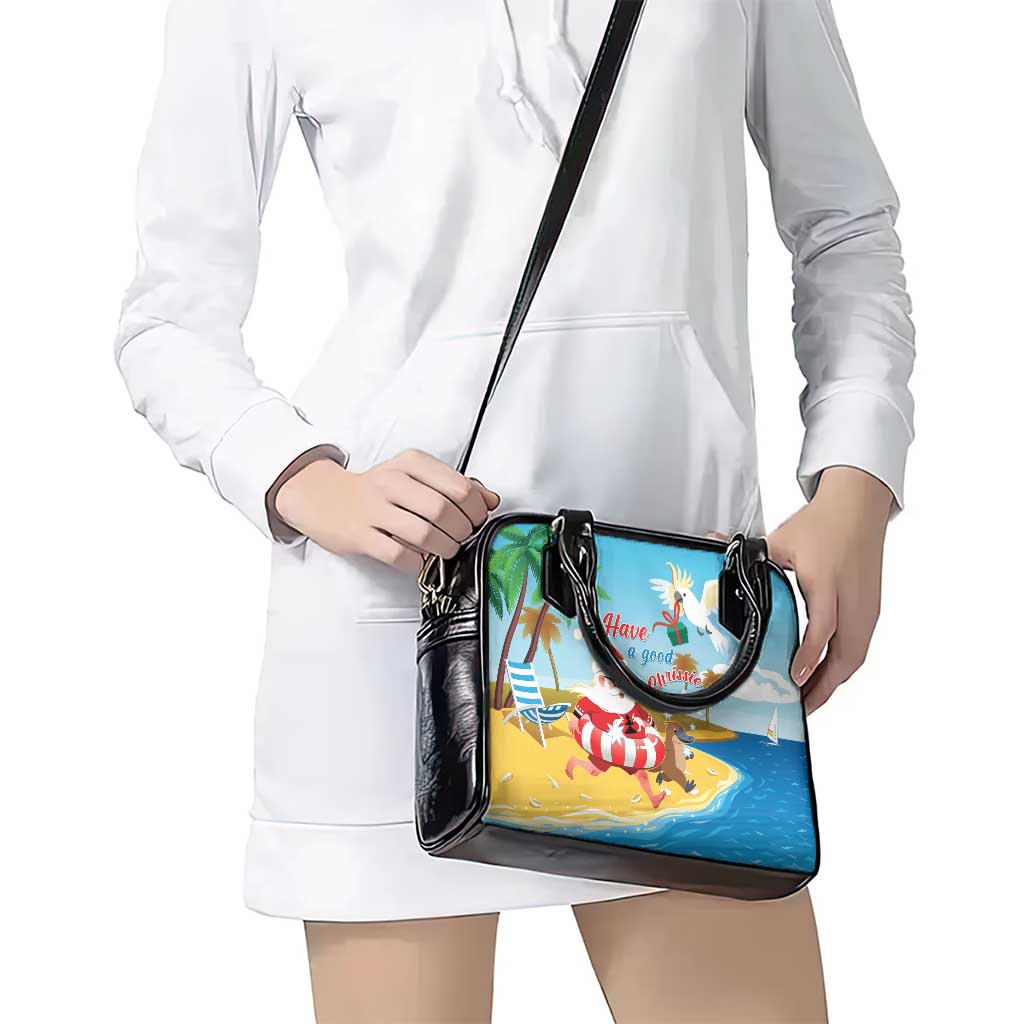 Australia Christmas In July Shoulder Handbag Happy Santa Claus With Aussie Animals