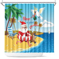 Australia Christmas In July Shower Curtain Happy Santa Claus With Aussie Animals