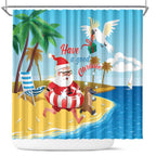 Australia Christmas In July Shower Curtain Happy Santa Claus With Aussie Animals