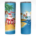 Australia Christmas In July Skinny Tumbler Happy Santa Claus With Aussie Animals